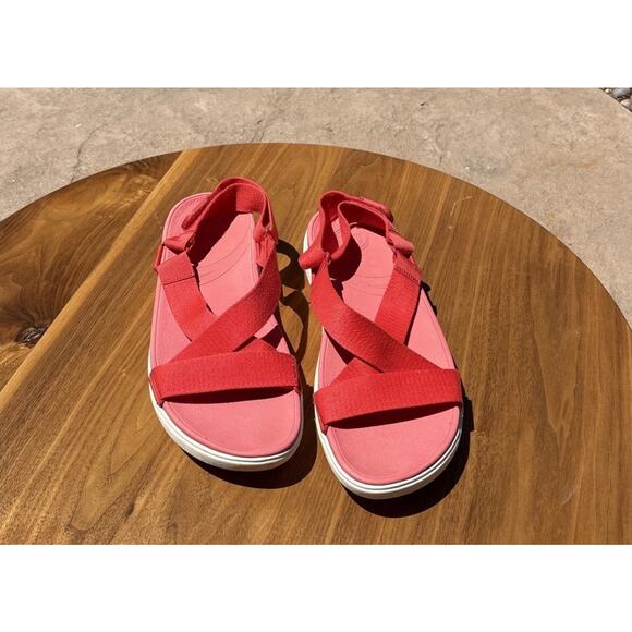 fitflop LULU Adjustable Back-Strap Sandals Size 11 Redish Hook Loop Strap - Picture 1 of 7
